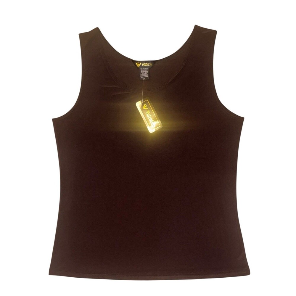 NWT Valentina Dark Brown Scoop Neck Sleeveless Top Stretch Tank Women’s Size XL